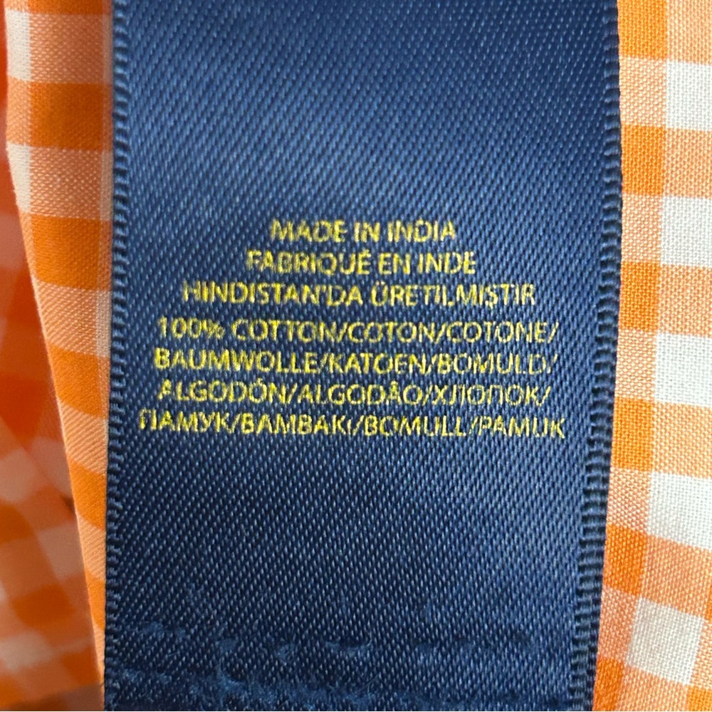 Ralph Lauren Boy’s Orange and White Checked Long Sleeve Button Down Shirt Size 7 - Picture 5 of 7